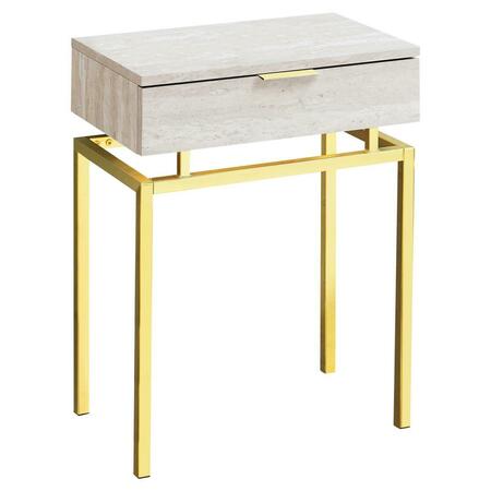 DAPHNES DINNETTE 24 in. Beige Marble & Gold Metal Accent Table DA3076381